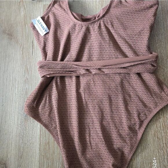 Old Navy Brown Belted One-Piece Swimsuit - Picture 7 of 9
